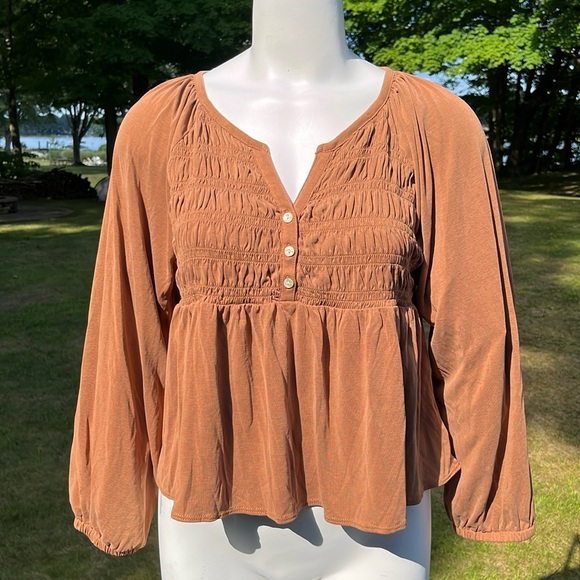 Lucky Brand boho cropped babydoll top L - Picture 1 of 7